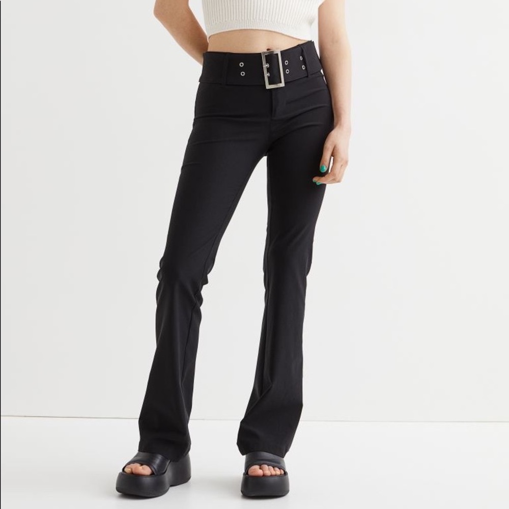 Vintage Brown belted flare pants